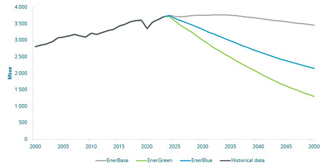 Global final oil consumption in the EnerFuture scenarios