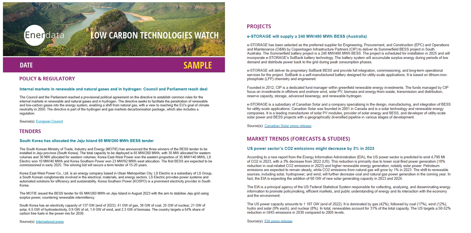 Low carbon technologies watch screenshot